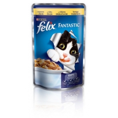 Felix (Фелікс) Консервований порційний повнораціонний корм для дорослих котів з куркою. Шматочки у желе 100 г